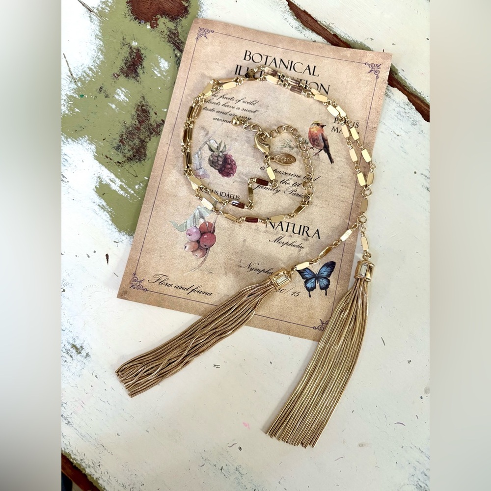 Like NEW!! Vintage Chico’s Gold Tassel Necklace HTF RARE